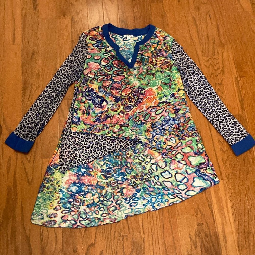 PARIS HUES XL Mixed Media Hi Lo Long Tunic